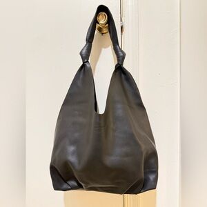 Elizabeth & James Black Leather Hobo Handbag with detachable pouch.